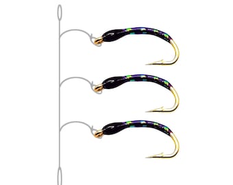 Very effective Hegene Violet-Black (Holo) Size 12-16 Char, whitefish, char, trout 5 hooks (200 cm), 3 hooks (140 cm), 2 hooks (105 cm)