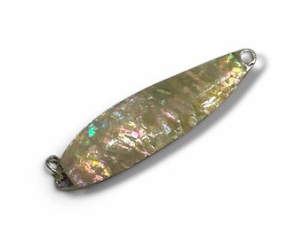 Weighted mother-of-pearl spinners in 5.5g, 14g and 17.5g [Diamond White] Handmade spoons & clips for trout, char, pike, BKK fishing hooks