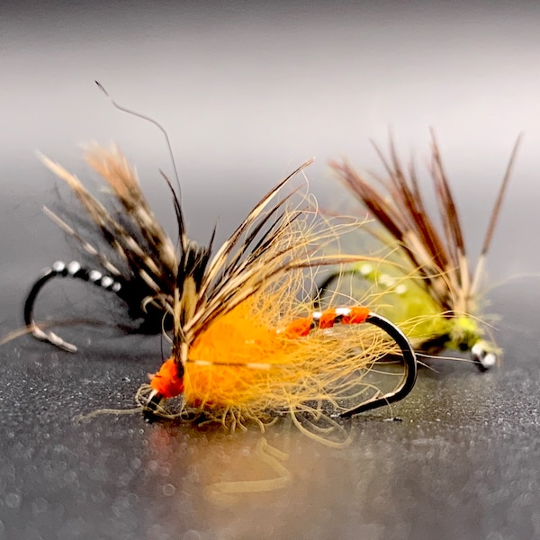 Tenkara Wet Flies (Orange, Olive, Noir) Taille #12 Leurres de pêche à la mouche