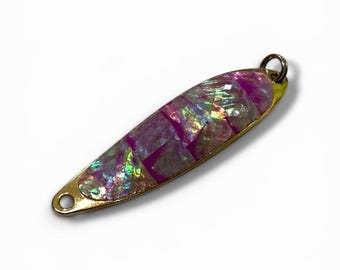 Weighted mother-of-pearl spinners in 5.5g, 14g and 17.5g [Purple Haze] Handmade spoons & lures for trout, char, pike - BKK fishing hooks