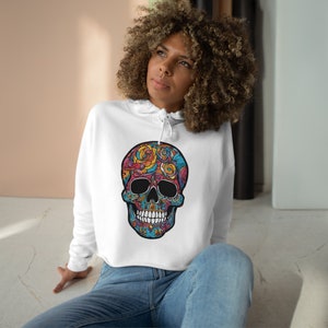 Crâne coloré - Sweat à capuche crop