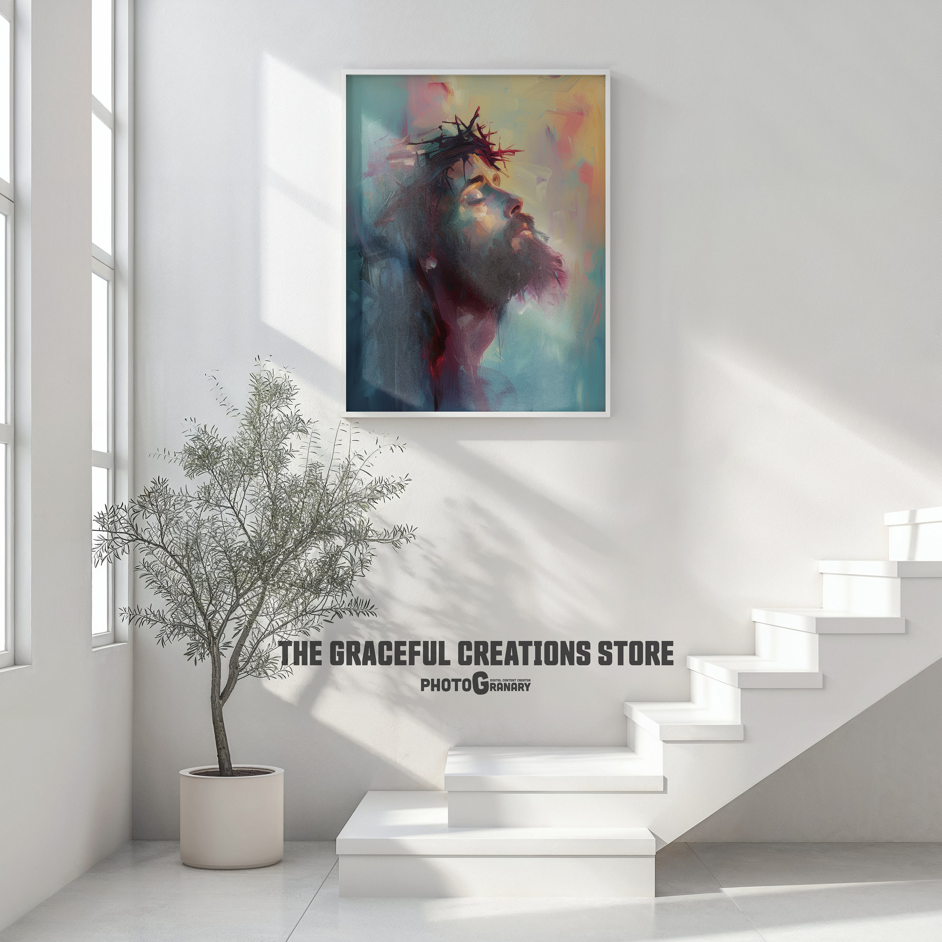 PRINTABLE Crown of Thorns Portrait Expressive Jesus Art, Christian ...