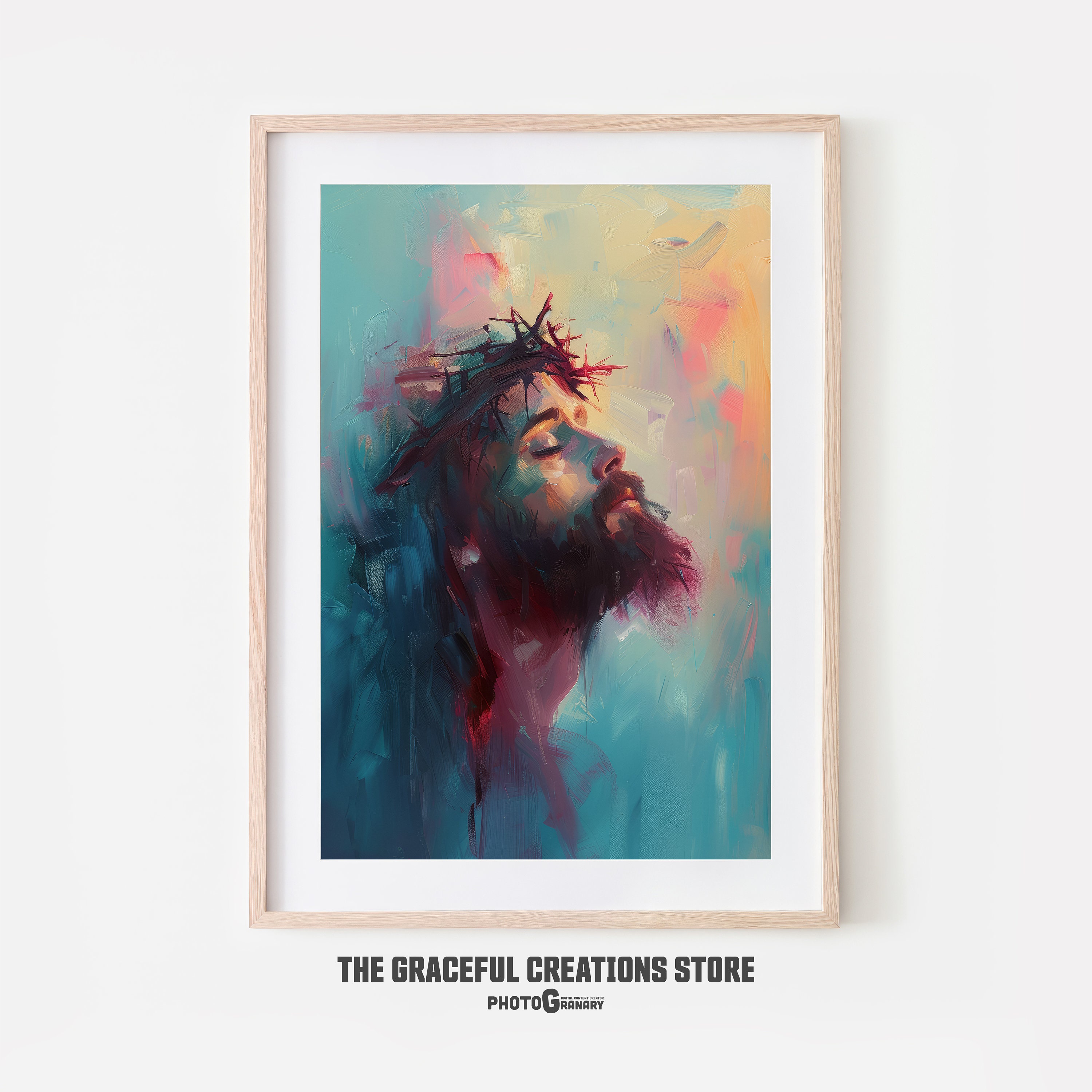 PRINTABLE Crown of Thorns Portrait Expressive Jesus Art, Christian ...