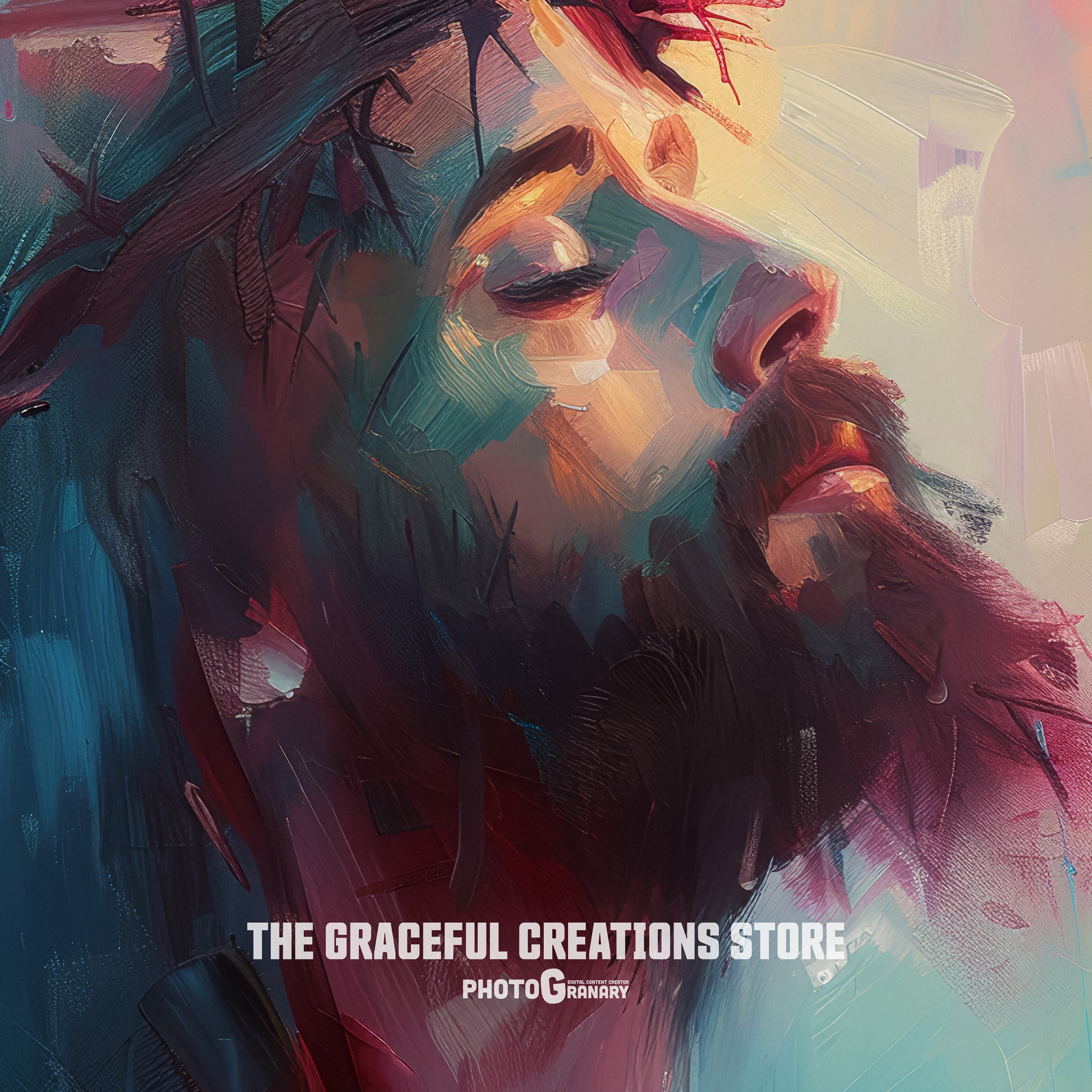 PRINTABLE Crown of Thorns Portrait Expressive Jesus Art, Christian ...