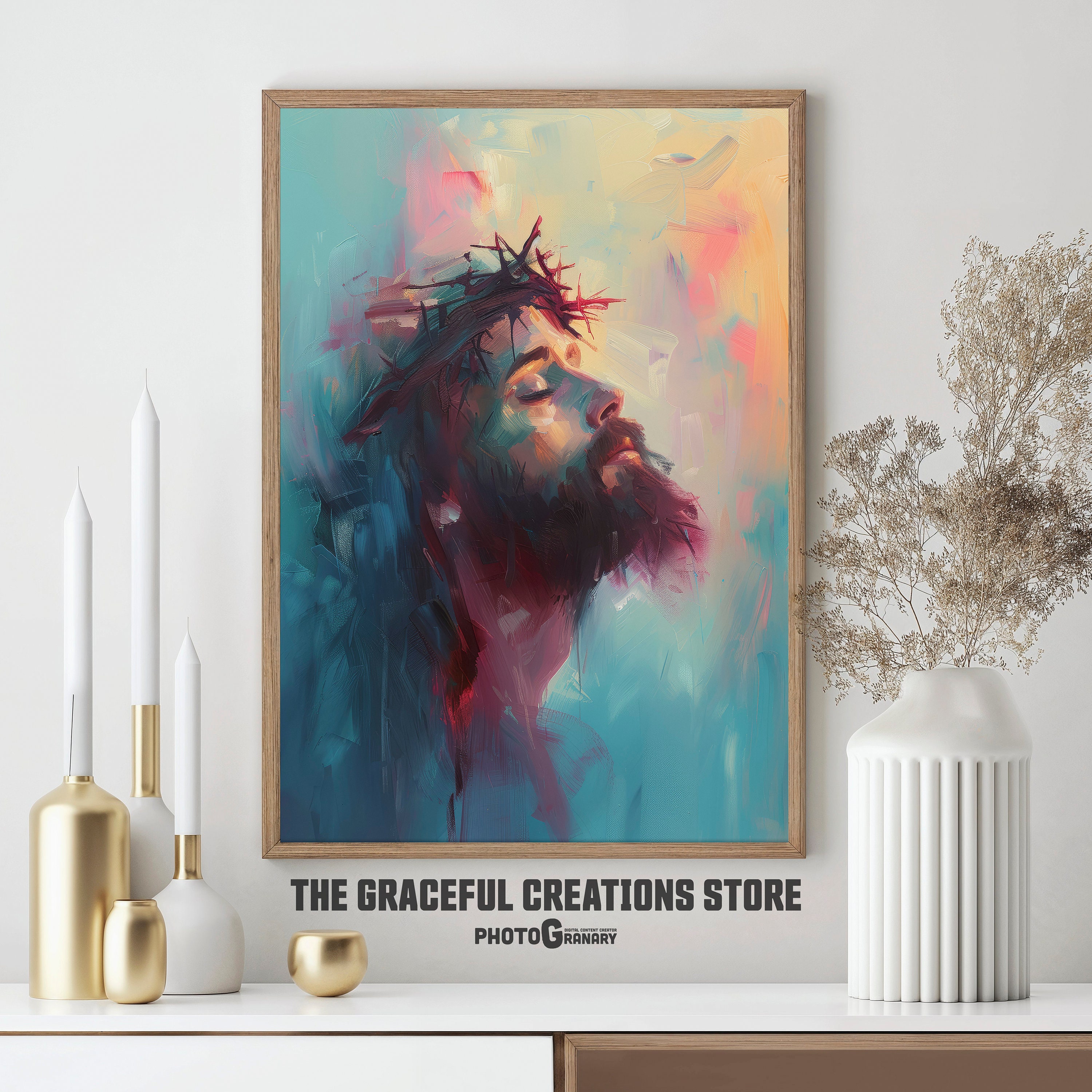 PRINTABLE Crown of Thorns Portrait Expressive Jesus Art, Christian ...