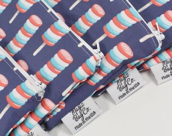 Summer Popsicle Reusable Snack Bag: Handmade Cotton Food Bag