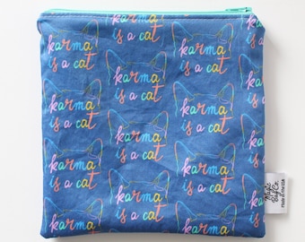 Karma is a Cat, Swiftie vibes resuable snack bags, eco-friendly, food safe snacking, handmade bags