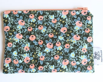 Rifle Paper Co Les Fleurs Floral Hunter Reusable Snack Bag: Eco-Friendly Food Pouch