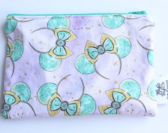 Jasmine Mouse Ears Snack Bag: Reusable Cotton Zipper Pouch