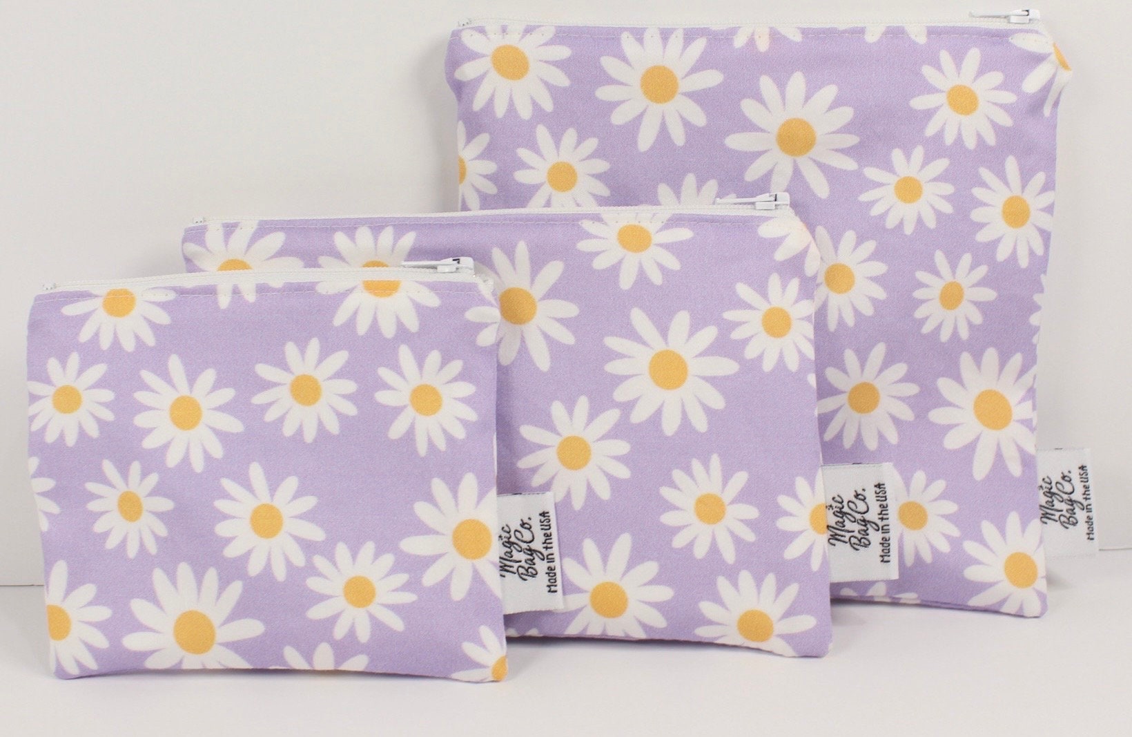 Daisy Lavender Reusable Snack Bag: Floral Cotton, Food Safe