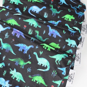Tiny Blue Dinos, Reusable Snack Bags, Unique snack bags, gift for kids, dinosaur party, magic bags, eco friendly snack bag, handmade bags