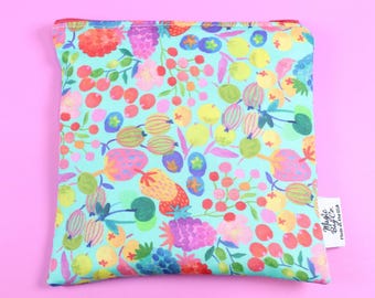 Berry Print Reusable Snack Bag: Eco-Friendly Food Safe Cotton