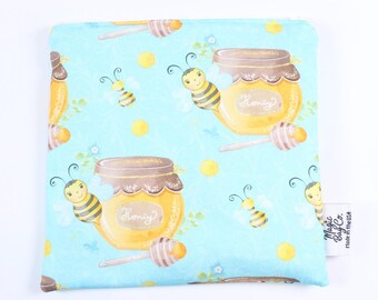 Honey bee, beekeeping, save the bees, , eco-friendly, food safe snacking, handmade bags