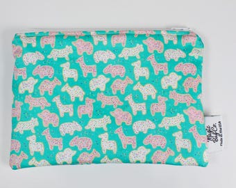 Frosted Animal Cookies Reusable Snack Bag: Handmade Eco-Friendly Magic Bag