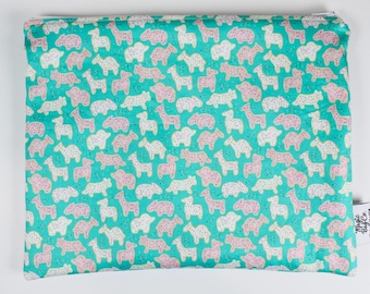 Frosted Animal Cookies Reusable Snack Bag: Handmade Eco-Friendly Magic Bag