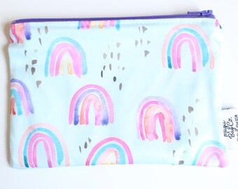 Pastel Watercolor Rainbows Snack Bag: Eco-Friendly Food Pouch