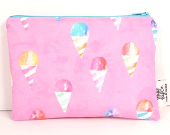 Pink Snow Cones Reusable Snack Bag: Food-Safe Cotton, Water-Resistant Lining