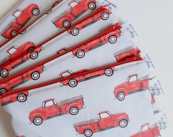Vintage Red Trucks Snack Bag: Eco-Friendly Food Pouch