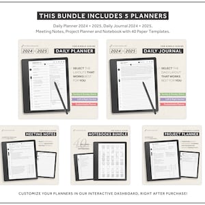 Kindle Scribe Templates, 2024, 2025, Productivity Bundle, Daily planner, Daily Journal, Notebook, Hyperlinked Planners image 2