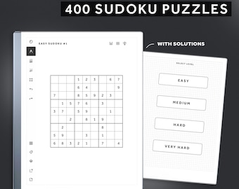 Remarkable 2 Sudoku Puzzles Book, Digital Sudoku Puzzles, 400 Sudoku, Logic Puzzles, Easy to Very Hard Sudoku