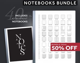For Remarkable 2 Notebook Bundle, For Remarkable 2 Templates, 40 Digital Notebooks, Lined Notebook, Dot Grid, Grid, Cornell