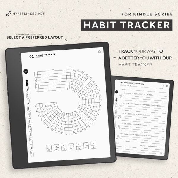 Kindle Scribe Habit Tracker, Digital Habit Planner, Monthly Habit Tracker, Goal Tracker, Routine tracker, Hyperlinked PDF