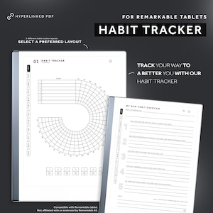 For Remarkable 2 Habit Tracker, Digital Habit Planner, Monthly Habit Tracker, Goal Tracker, Routine tracker, Hyperlinked PDF