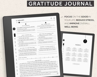 Kindle Scribe Gratitude Journal, Daily Gratitude Journal Template, Self-Reflection, Hyperlinked PDF