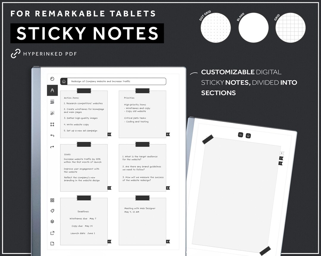 Remarkable 2 Sticky Notes Remarkable 2 Templates Digital Etsy