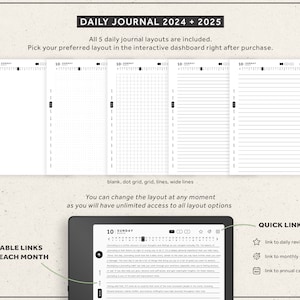 Kindle Scribe Templates, 2024, 2025, Productivity Bundle, Daily planner, Daily Journal, Notebook, Hyperlinked Planners image 7