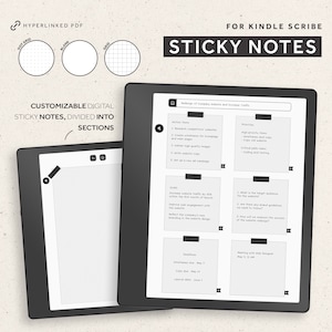 Notas adhesivas de Kindle Scribe, plantilla de Kindle Scribe, notas de cuadrícula de puntos, notas de cuadrícula, notas en blanco, PDF con hipervínculo