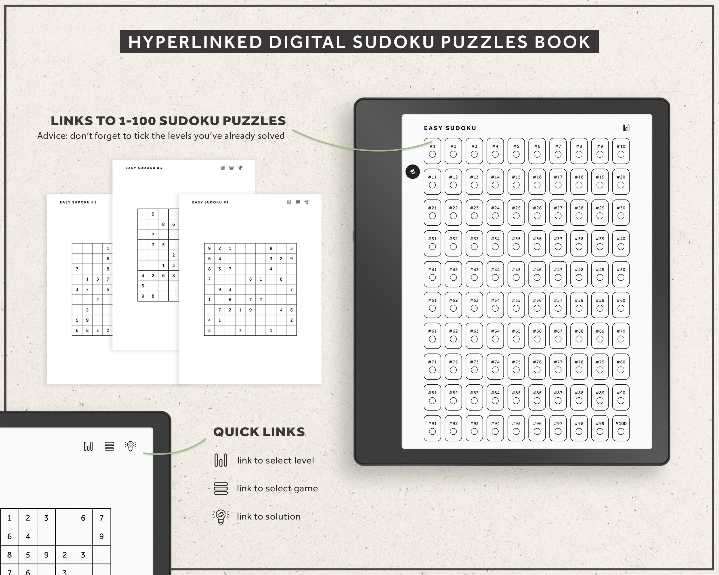 Kindle Scribe Sudoku Puzzles Book, Hyperlinked Digital Sudoku Puzzles ...