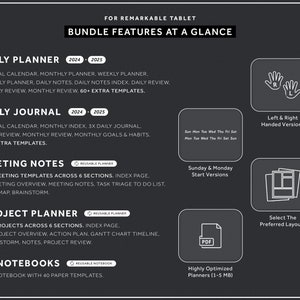 ReMarkable 2 Templates Bundle, Daily Planner, Daily Journal 2024, 2025, Meeting Notes, Project Planner, Notebook image 3