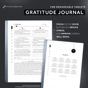 Diario de gratitud para Remarkable 2, plantilla de diario de gratitud diario, autorreflexión, PDF con hipervínculos, plantillas para Remarkable