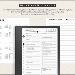 Kindle Scribe Templates, 2024, 2025, Productivity Bundle, Daily planner, Daily Journal, Notebook, Hyperlinked Planners image 6