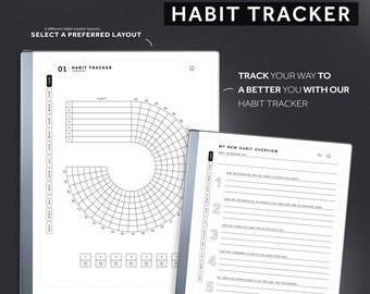 Remarkable 2 Habit Tracker, Digital Habit Planner, Monthly Habit Tracker, Goal Tracker, Routine tracker, Hyperlinked PDF
