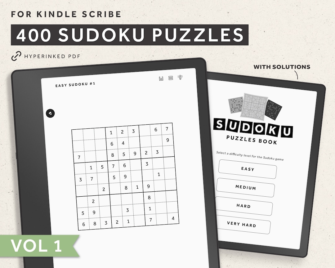 Kindle Scribe Sudoku Puzzles Book Hyperlinked Digital Sudoku - Etsy