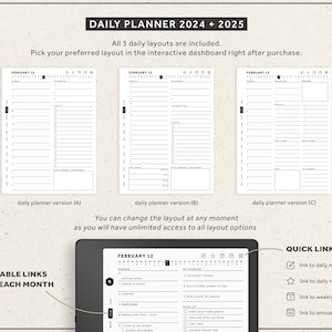 Kindle Scribe Templates, 2024, 2025, Productivity Bundle, Daily planner, Daily Journal, Notebook, Hyperlinked Planners image 4
