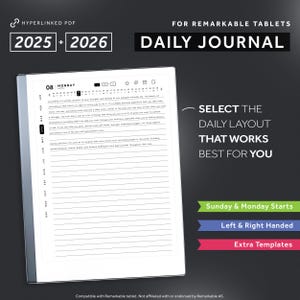 Per Remarkable 2 Daily Journal 2025, 2026, per Remarkable 2 Modelli, Diario digitale, Note giornaliere