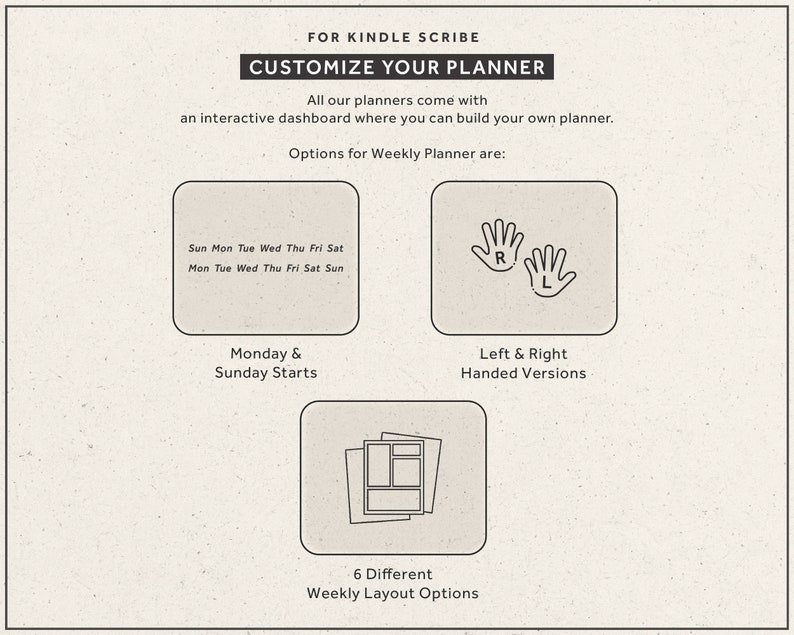 Kindle Scribe Weekly Planner 2024, 2025, Kindle Scribe Templates, Hyperlinked Digital Planner