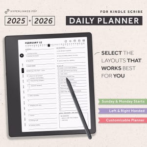 Kindle Scribe Daily Planner, 2025, 2026, Kindle Scribe Templates, Hyperlinked Planner, Daily, Weekly, Monthly