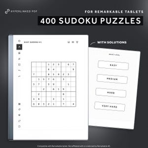 For Remarkable 2 Sudoku Puzzles Book, Digital Sudoku Puzzles, 400 Sudoku, Logic Puzzles, Easy to Very Hard Sudoku