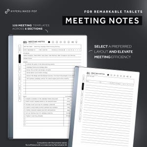 For Remarkable 2 Meeting Notes, Meeting Book, For Remarkable Templates, Hyperlinked Planner