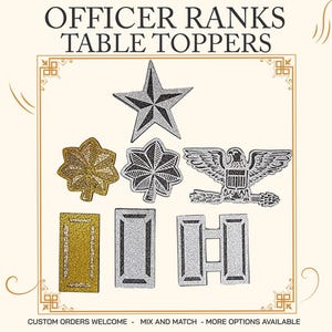 Officer Rank Insignia Table Toppers, Confetti, Double Sided, 3 Layers, Air Force, Army, Military Retirement, Promotion, Award Ceremony