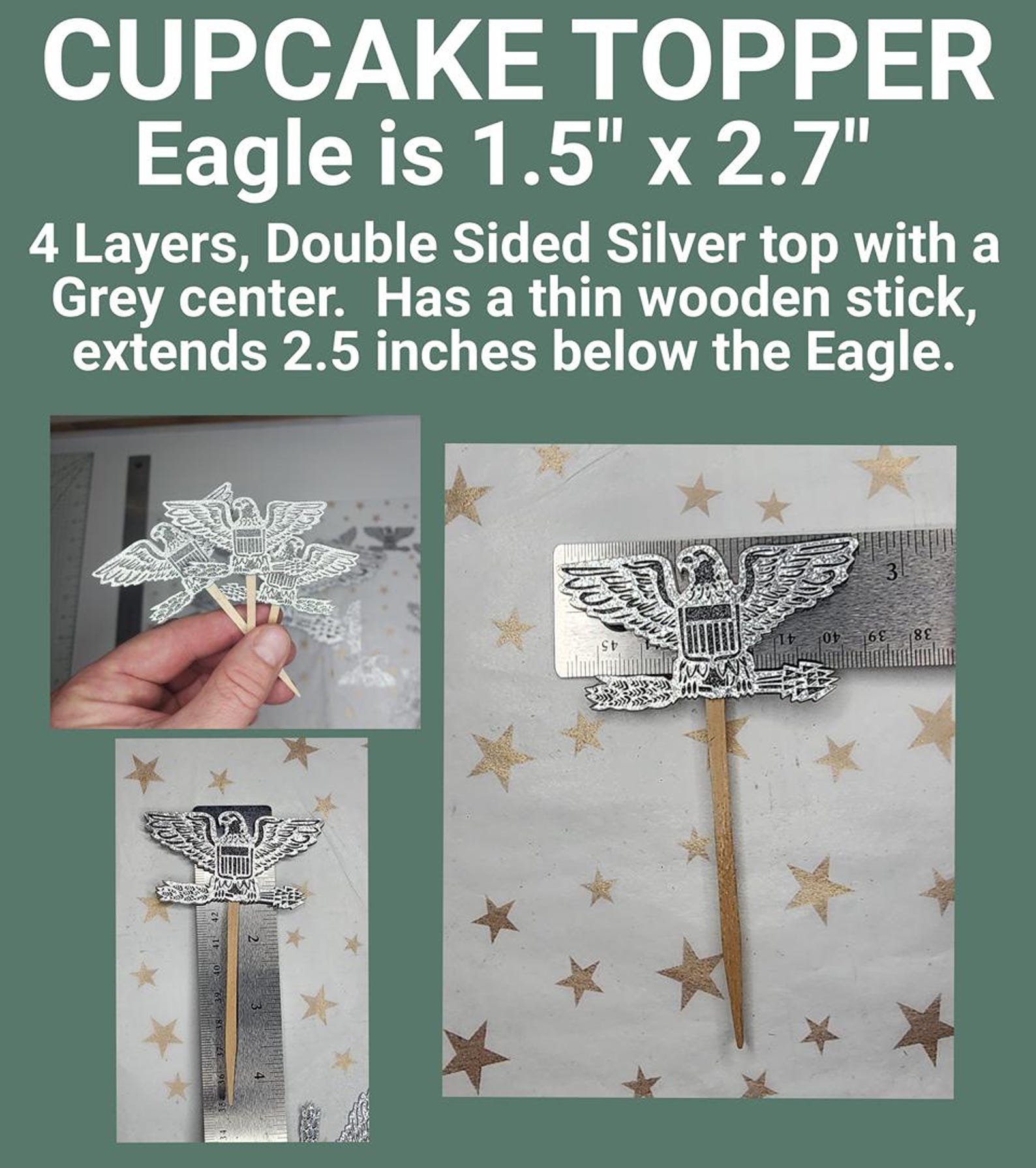 Colonel Rank Silver Eagle, Cake Topper, Cupcake Topper, Table Topper ...