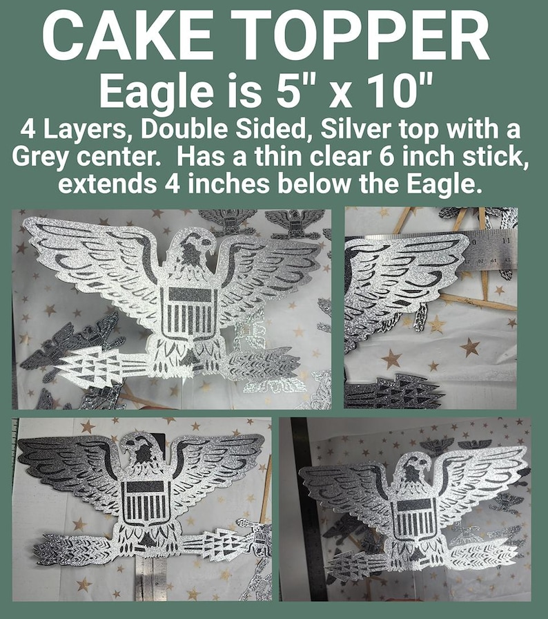 Colonel Rank Silver Eagle, Cake Topper, Cupcake Topper, Table Topper ...