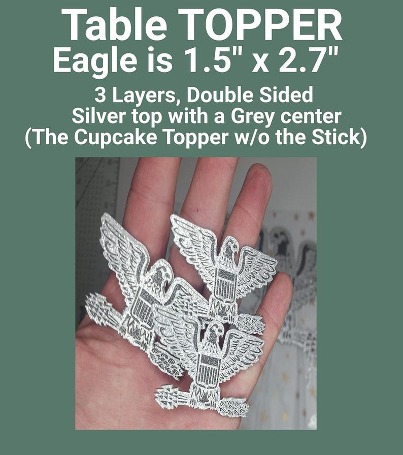 Colonel Rank Silver Eagle, Cake Topper, Cupcake Topper, Table Topper ...