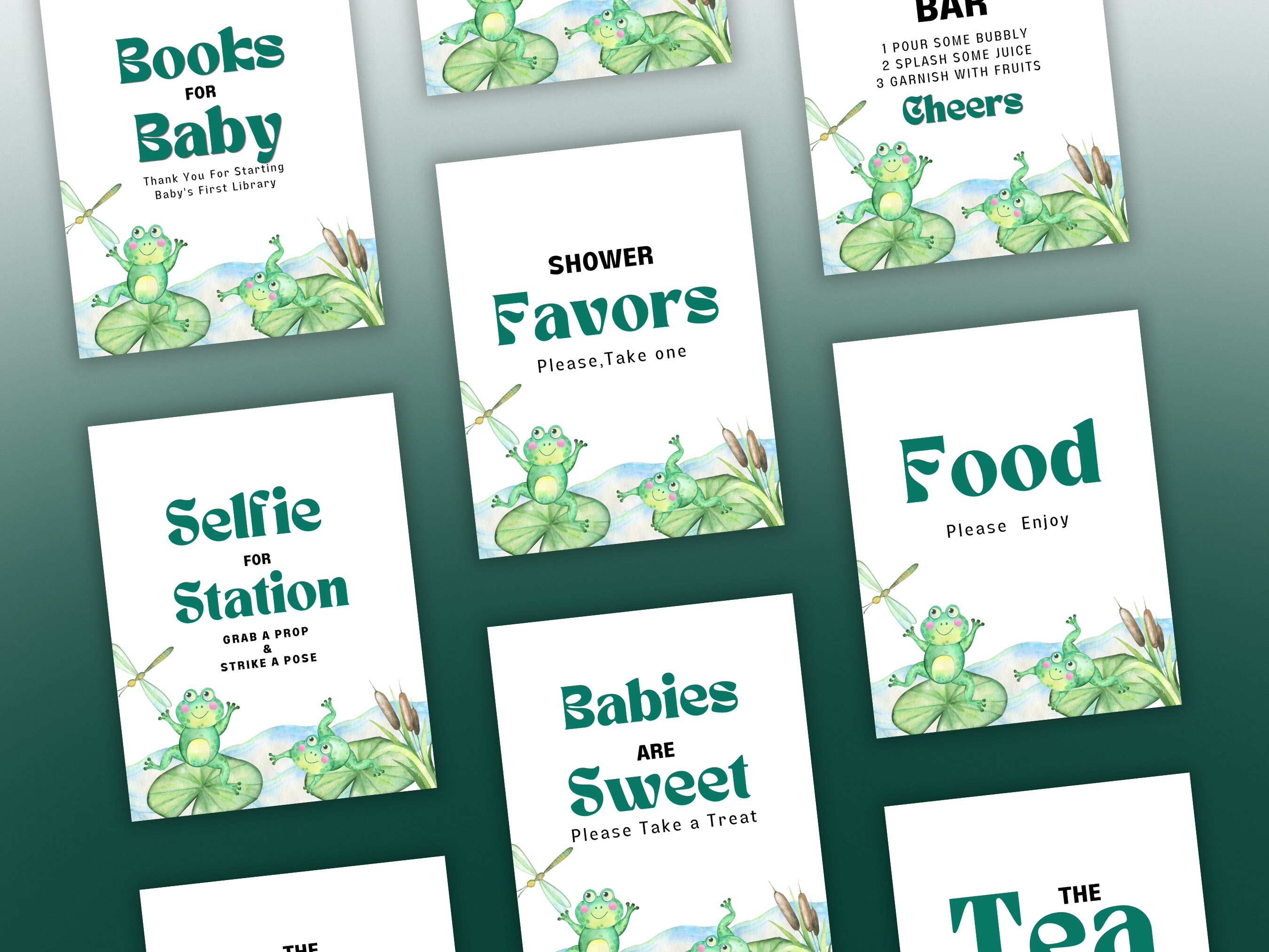 100 Frog Themed Baby Shower Printable Bundle Editable Invitation, Games ...