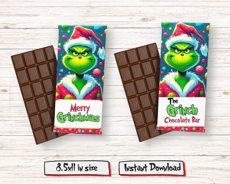 Editable Grinchmas Chocolate Bar Wrapper Pdf Grinch Christmas - Etsy Australia