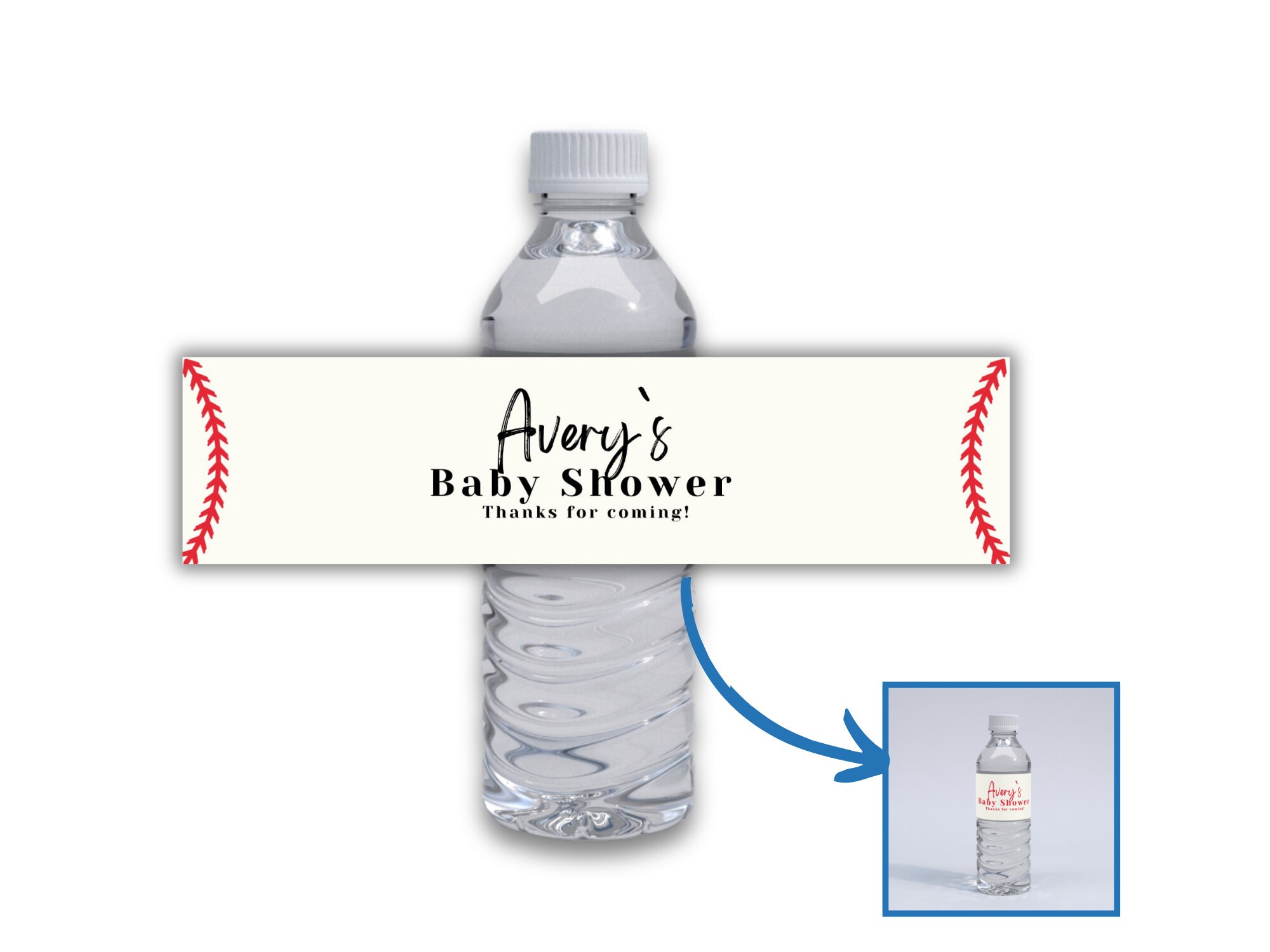 Baby Shower Baseball Water Bottle Labels Instant Download Etsy